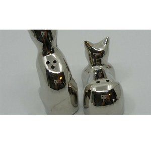 Cats silver tone vintage salt and pepper shakers